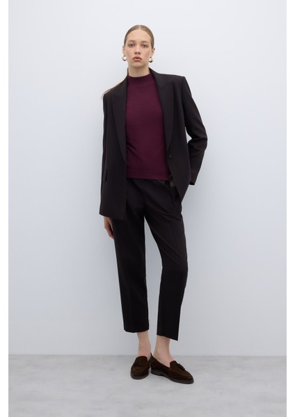 Punto Dikişli Tek Düğmeli Blazer Ceket Kahve K2616013_005 indirimleri