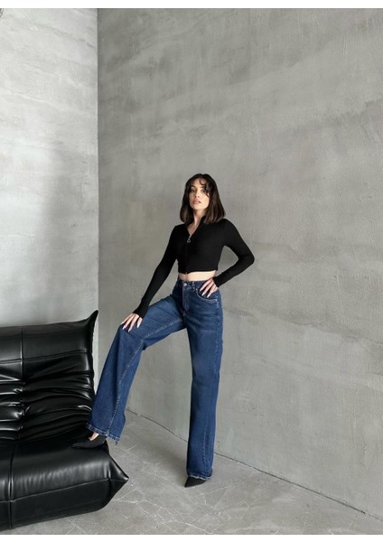 Kadın Likralı Palozo Pantolon Koyu Mavi fiyatları