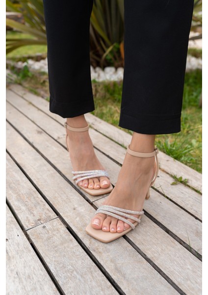 Vitali Kadin Nude Taş Detay Topuklu Ayakkabi