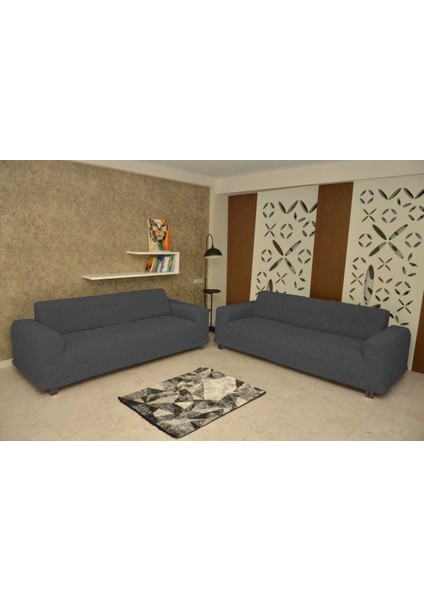 Koltuk Örtüsü 3+3+1+1 Giydirmeli Jakar Likralı Koyu Gri fiyatları