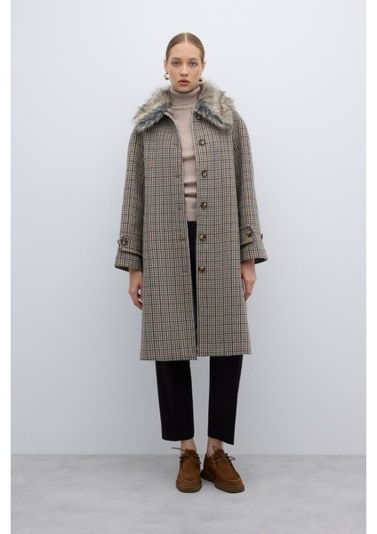 Çıkarılabilir Kürk Yaka Yün Karışımlı Kaban Standart Renk K2619008_089