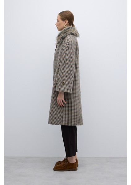 Çıkarılabilir Kürk Yaka Yün Karışımlı Kaban Standart Renk K2619008_089 modelleri