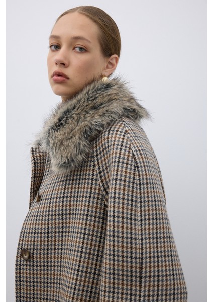 Çıkarılabilir Kürk Yaka Yün Karışımlı Kaban Standart Renk K2619008_089 fırsatları