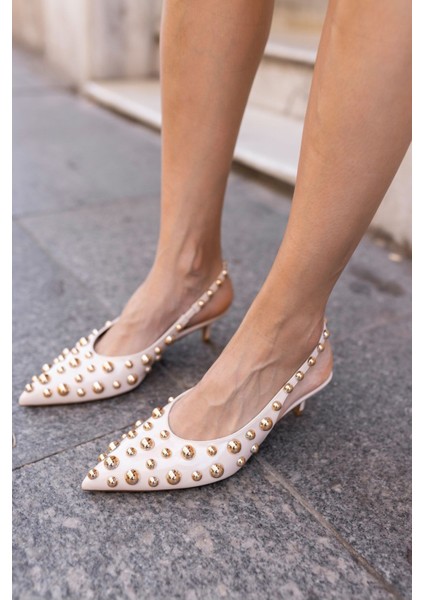 Champini Kadın Beyaz Rugan Özel Dizayn Mini Topuklu Ayakkabi fırsatları