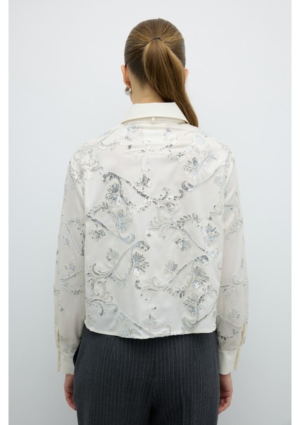 Payet Nakışlı Seyyar Fularlı Gömlek Krem K2613529_047 fiyatları