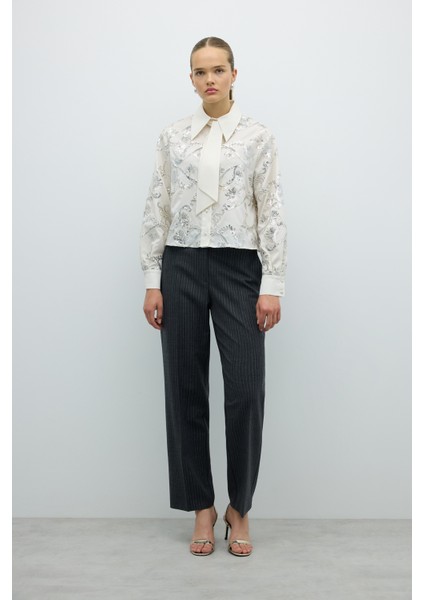 Payet Nakışlı Seyyar Fularlı Gömlek Krem K2613529_047 modelleri