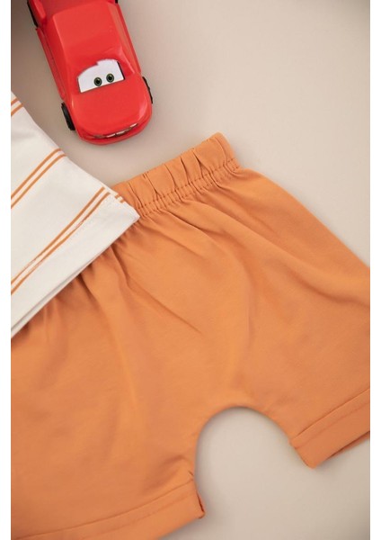 Erkek Bebek Dar Kalıp Çizgili Yengeç Şortlu Takım - 25475K indirimleri