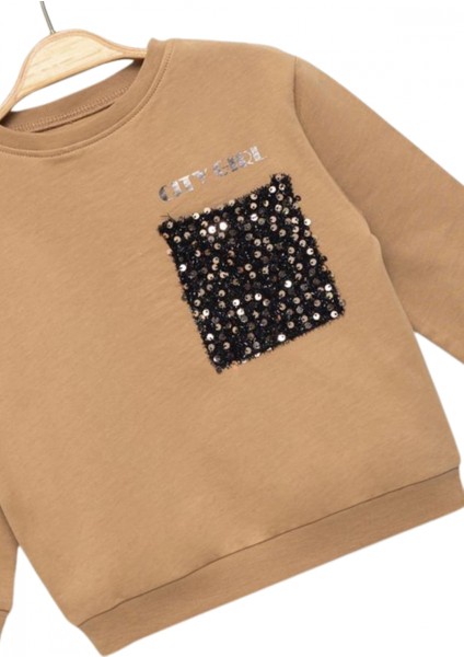 Kız Çocuk Pullu Cep Detaylı Sweatshirt - Süs Cep Detaylı Çocuk Sweat indirimleri