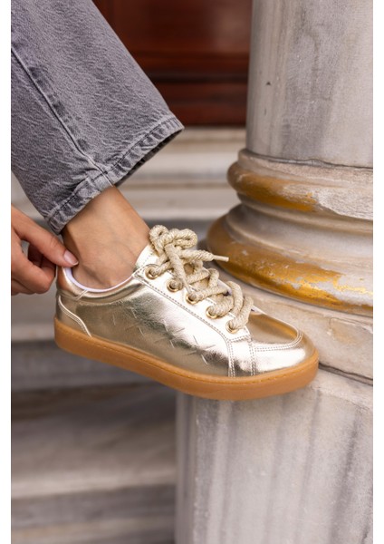 Fuedi Kadin Gümüş Örgu Ip Tarzi Sneaker indirimleri