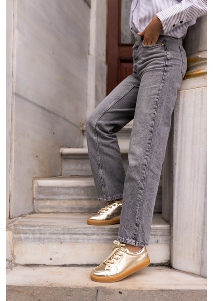 Fuedi Kadin Gümüş Örgu Ip Tarzi Sneaker