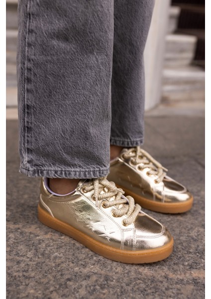 Fuedi Kadin Gümüş Örgu Ip Tarzi Sneaker