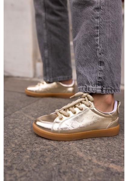 Fuedi Kadin Gümüş Örgu Ip Tarzi Sneaker