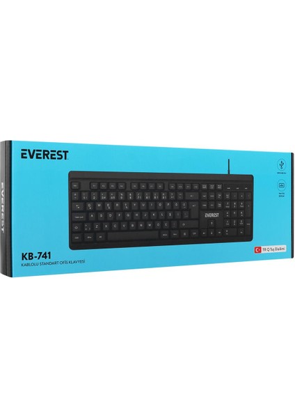 Everest KB-741Q Siyah-Gri USB 2 Metre Bakır Kablolu USB Q Klavye fiyatları
