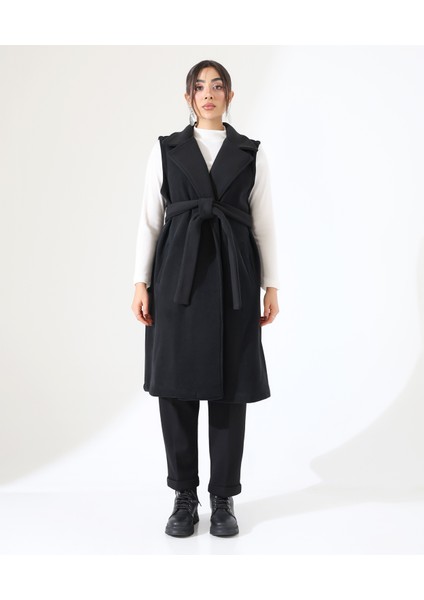 Kadın Çift Cep Bağlamalı Uzun Yelek fiyatları