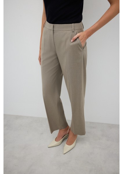 Yün Karışımlı Düz Paça Pantolon Kum Beji K2612045_267 indirimleri