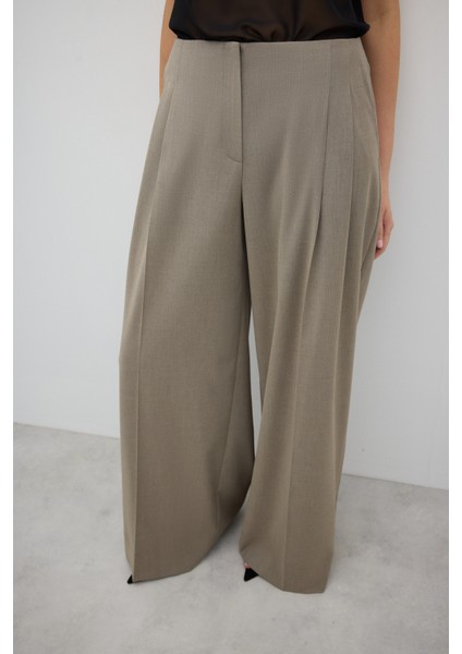 Yün Karışımlı Palazzo Pantolon Kum Beji K2612033_267 modelleri