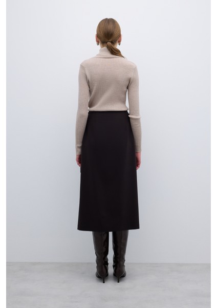 Toka Detaylı Kruvaze Midi Boy Etek Kahve K2615036_005 fiyatları