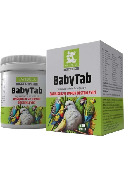 Babytab – Yavru Güvercin ve Süs Kuşları Için Bağışıklık ve Immun Destekleyici, 250 Tablet