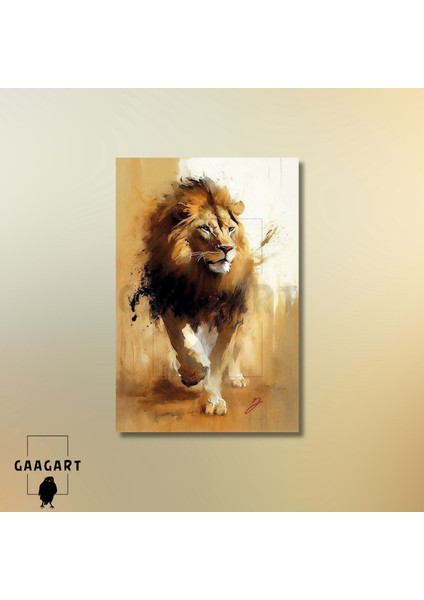 Tekli Dikey Kanvas Tablo Yağlı Boya Görünümlü Soft Aslan modelleri