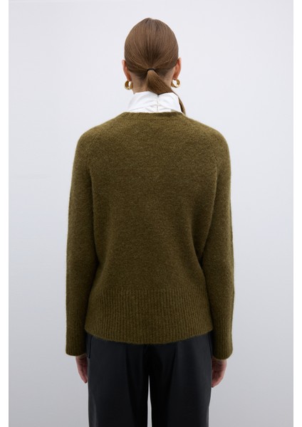 Bisiklet Yaka Triko Olive K2671010_027 fiyatları