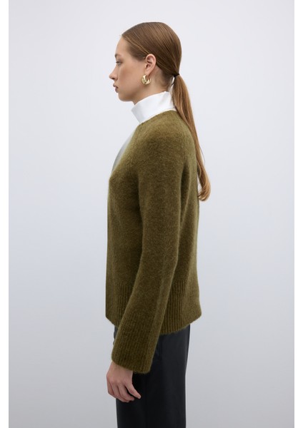 Bisiklet Yaka Triko Olive K2671010_027 indirimleri