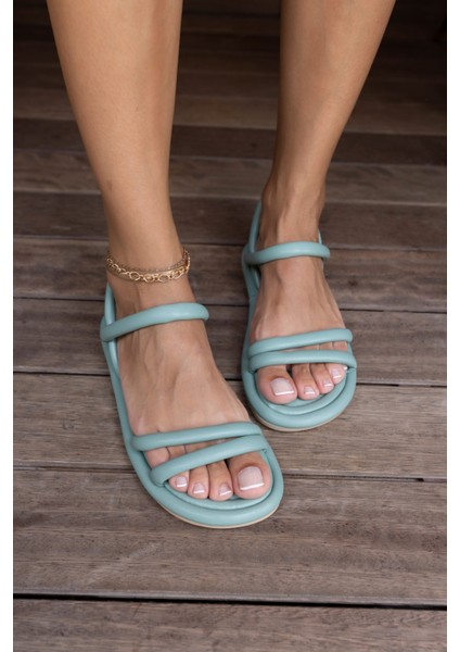 Marylan Kadin Altın Bantli Pofuduk Sandalet fırsatları