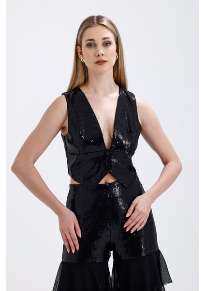 Astarlı Pulpayet Abiye Yelek | YLK36096