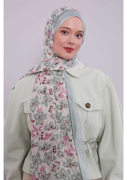 Çağla Yeşili Çiçek Desenli Vivian Şal modelleri