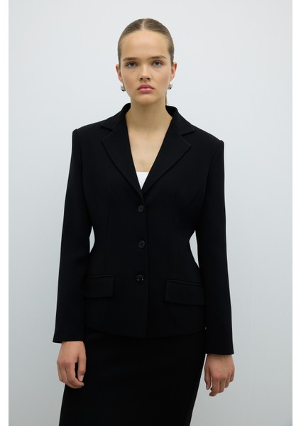 Erkek Yaka Düğmeli Ceket Siyah K2616022_001