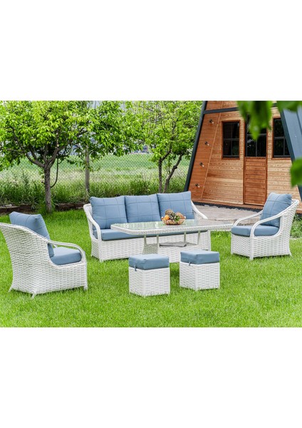 Belinda Bahçe Koltuk Takımı Beyaz / Mavi fiyatları