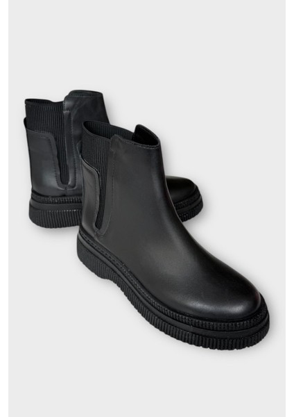 Yandan Lastikli Günlük Kadın Süet Bot Siyah - Siyah
