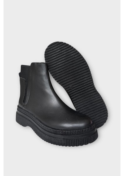 Yandan Lastikli Günlük Kadın Süet Bot Siyah - Siyah