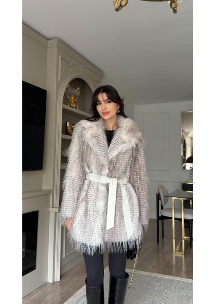 Gri Kırçıllı Tüylü Özel Seri Kürk