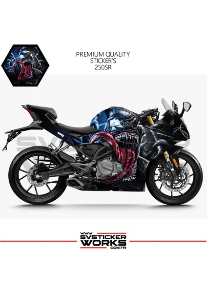 Cfmoto 250SR Sticker Kaplama Venom Motor Kaplama Modeli Hazır Kit