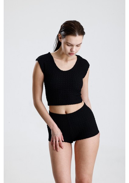 Bürümçük Kumaş Şort| ŞRT36324 Siyah fiyatları