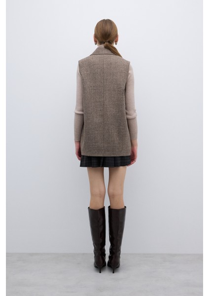 Yün Karışımlı Çift Cepli Yelek Kahve K2617013_005 fiyatları