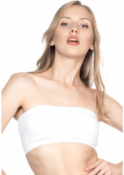 Beyaz Mı Emay 4022 Pedli Straplez Korse