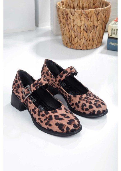 Leopar Topuklu Tek Bant Kadın Babet fırsatları