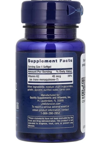 Low Dose Vitamin K2 (Mk-7) 45 Mcg 90 Softgels fiyatları