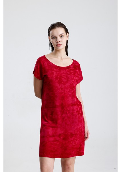 Likralı Viskon Mini Viskon Elbise | BLZ36387 Bordo Batik fiyatları