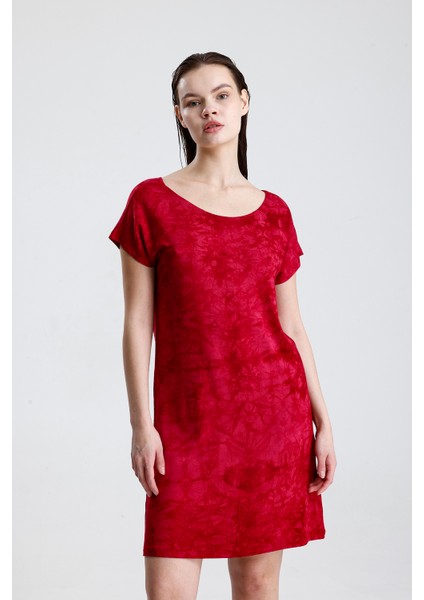 Likralı Viskon Mini Viskon Elbise | BLZ36387 Bordo Batik fırsatları