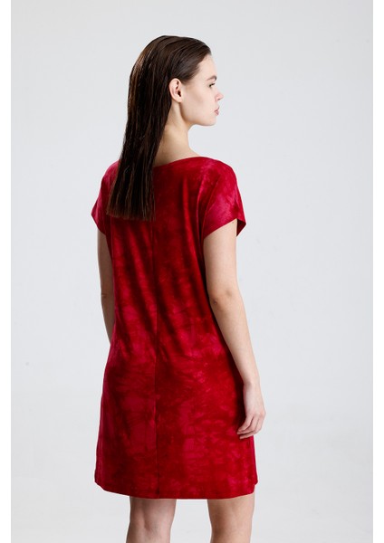 Likralı Viskon Mini Viskon Elbise | BLZ36387 Bordo Batik indirimleri