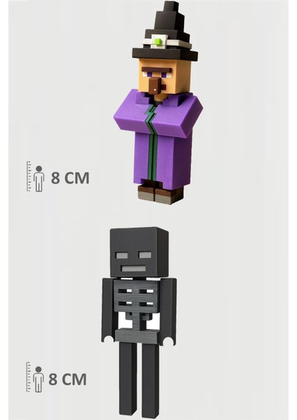 Minecraft Steve ve Siyah Skeleton Set Hareketli Eklemli Figür