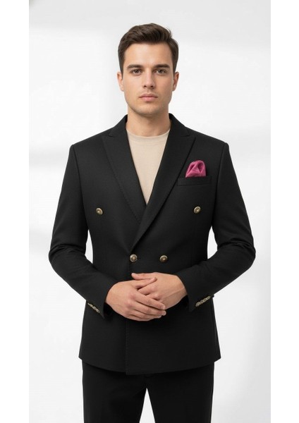 Erkek Suet Blazer Ceket – Şık Düğmeli Takım Elbise Üstü Slim Fit Model