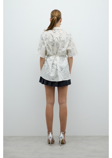 Beli Kuşaklı Payet Nakışlı Gömlek Krem K2613528_047 fiyatları