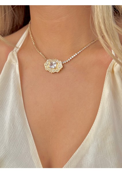 Çelik Dönmeyen Su Yolu Kolye Zirkon Taşlı Kolye fiyatları