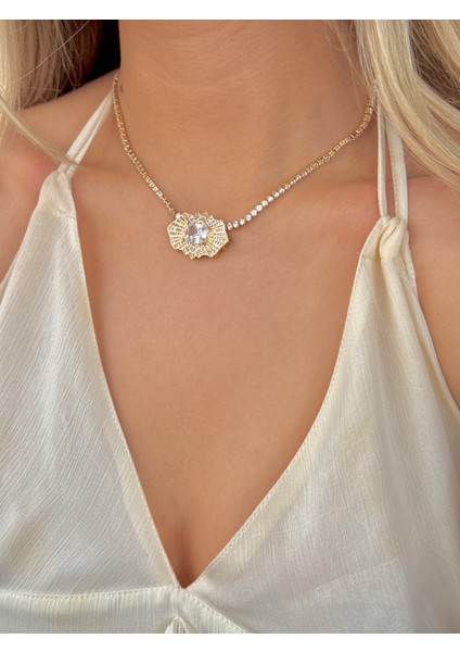 Çelik Dönmeyen Su Yolu Kolye Zirkon Taşlı Kolye modelleri