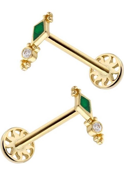 Yeşil Mine Detay Taşlı Tragus Piercing fiyatları