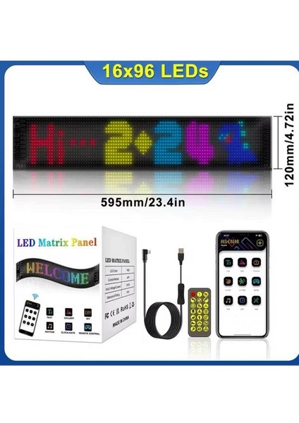 LED Matrix Bluetooth Bağlantılı Araç Camına Uygun Pixsel Görünümlü 16X96 Pixel modelleri