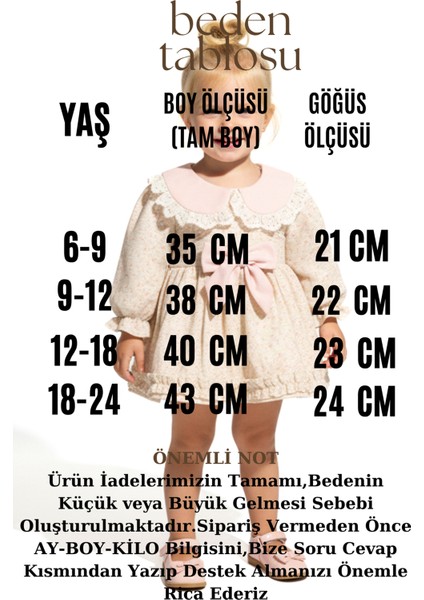 Kız Bebek Elbise Kız Çocuk Elbise Yakalı Doğum Günü Parti Düğün Özel Gün Uzun Kol Astarlı Çiçekli fiyatları